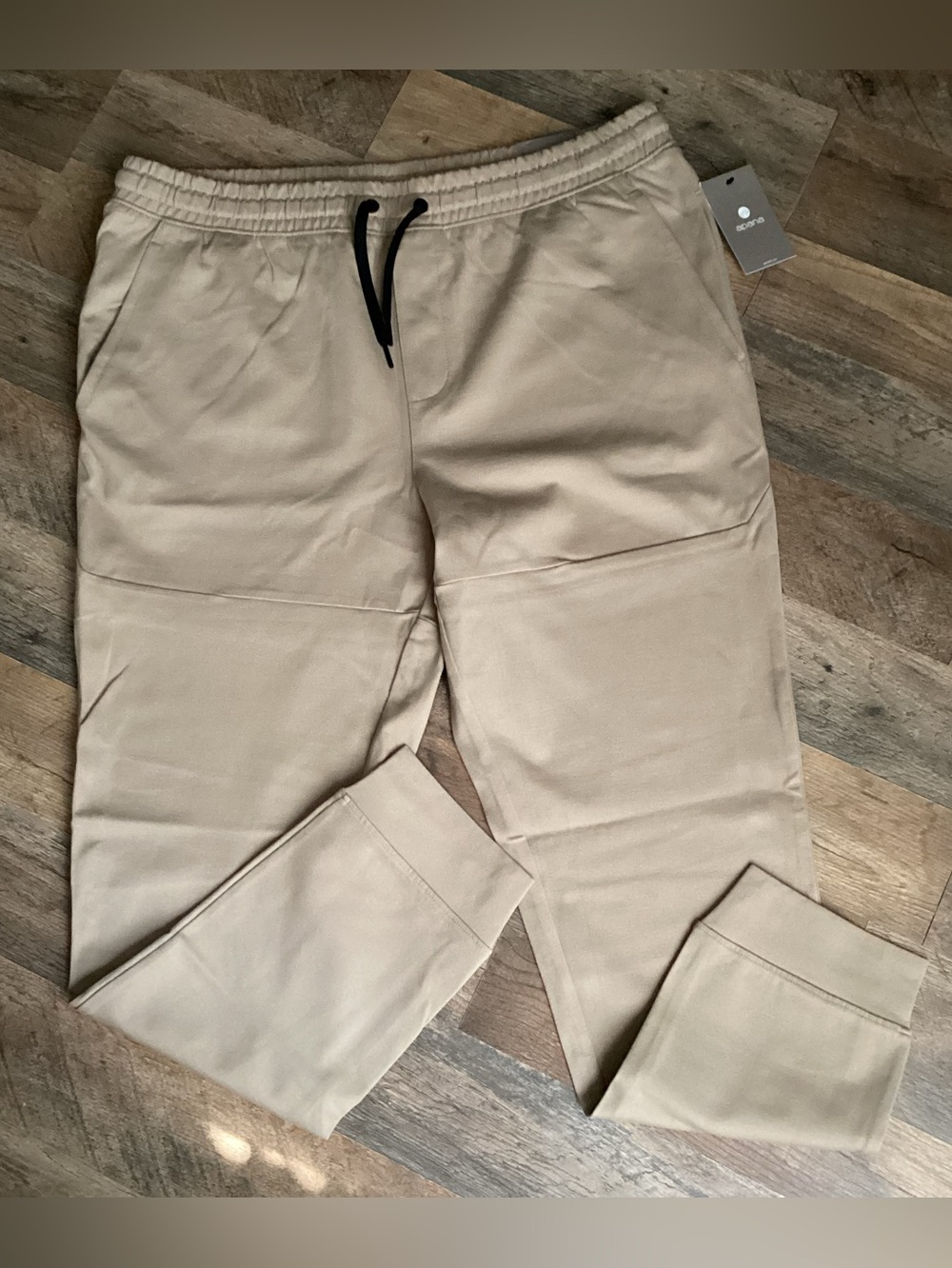 Apana Men's Drawstring Joggers - Beige with Black Drawcord